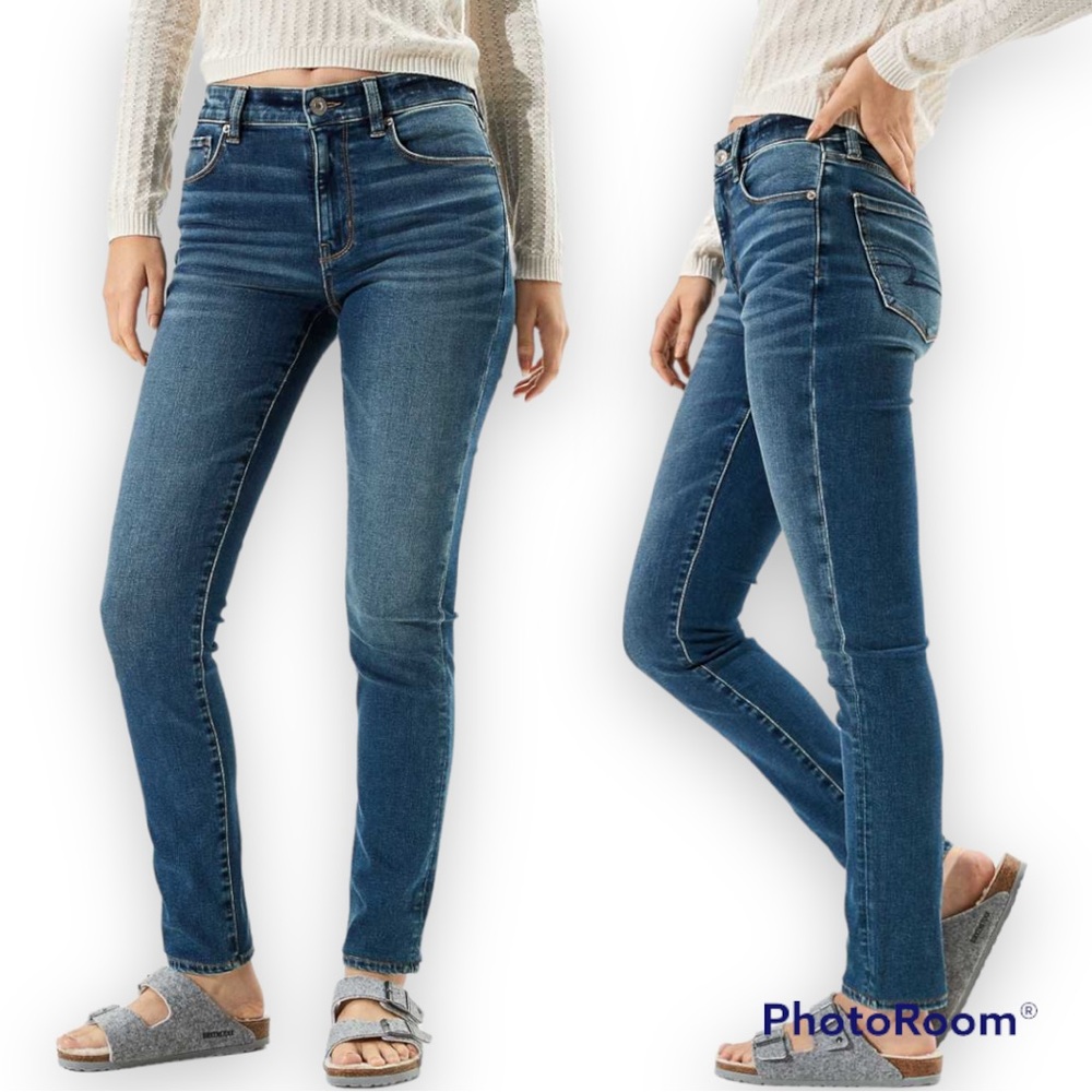 American Eagle Outfitters High Rise Skinny High Waist Jeans Medium Wash Size 14R